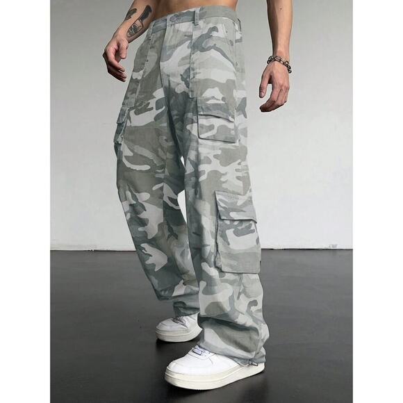 Shein Men's Manfinity EMRG Men Camo Print Flap Pocket Cargo Pants Size Small - Picture 1 of 9